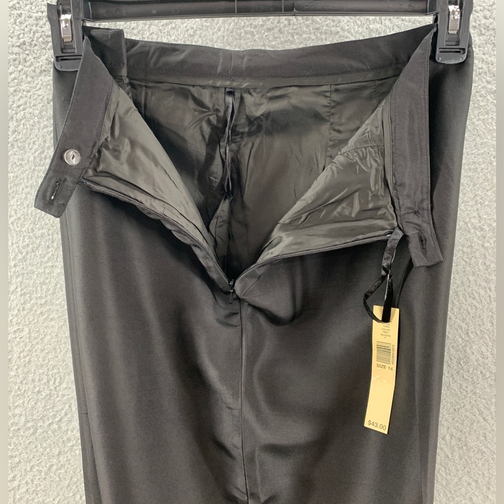 NWT Amanda Smith Pure Silk Women’s Plus Black Flat Side Zip Up Pants Size 14 - Picture 11 of 16